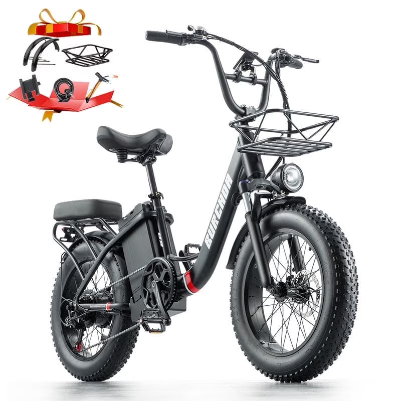 Electric Bike for Adults 20'', 800W UL2849 48V 32AH 110miles Long Range Ebike up to 30mph Full Suspension E - Mountain Bike 4.0 Fat Tire Off - Road, 2 Seats Outdoor Dual Disc Brakes Electric Bicycle
