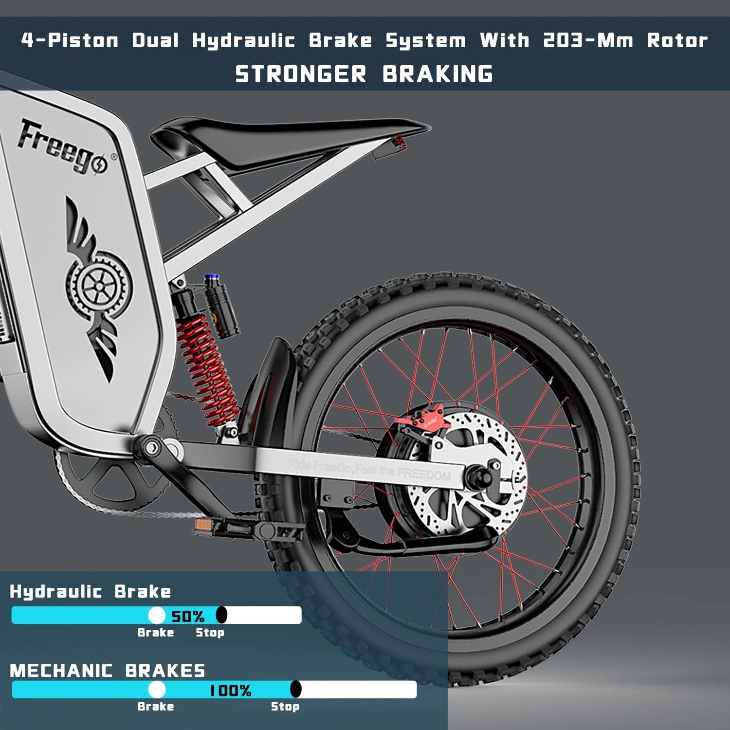 50MPH Freego X2pro Electric Motorcycle for Adults 6000W(Peak) Motor 60V 30ah Battery Electric Bicycle Full Suspension Ebike