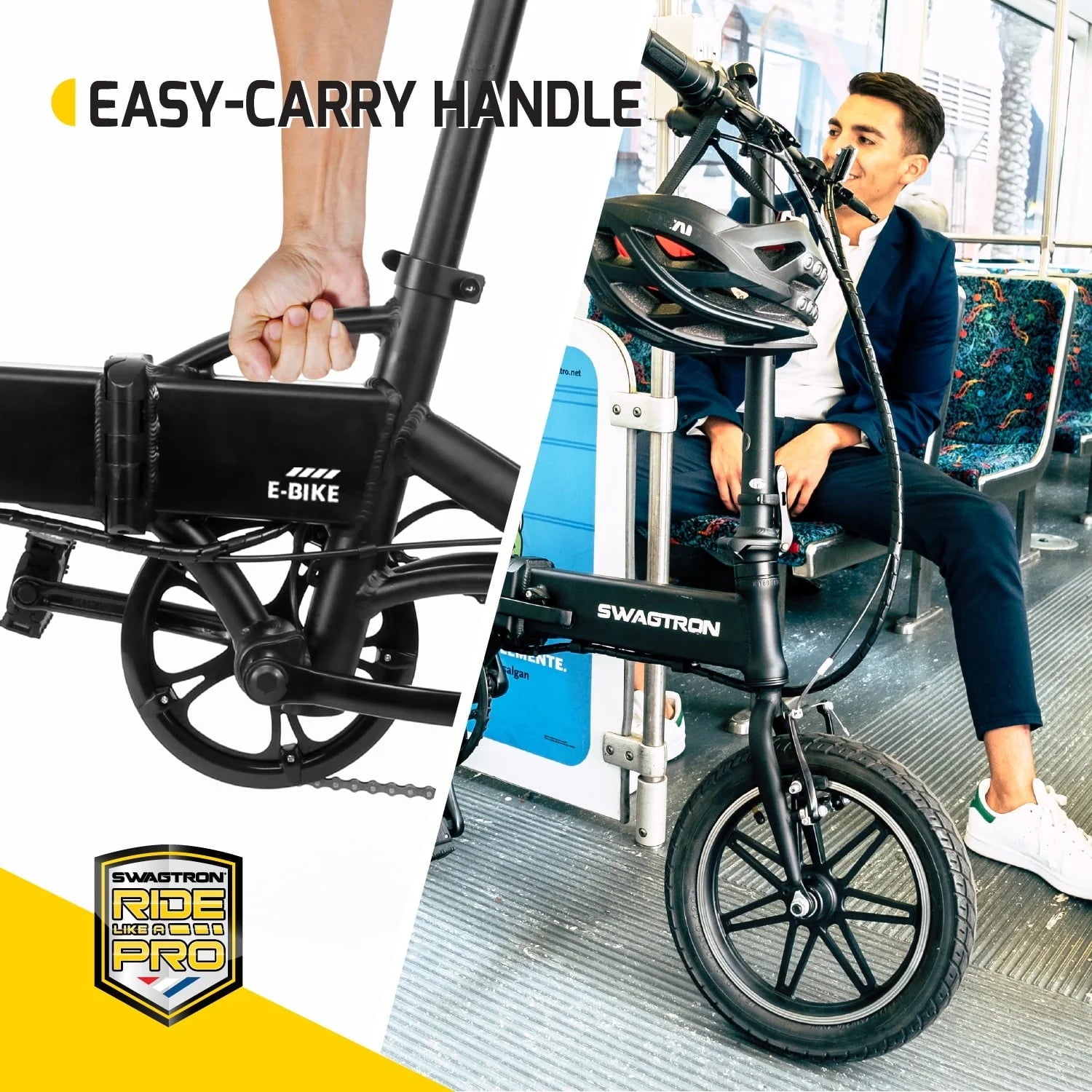 Swagtron Swagcycle EB5 Pro Plus Lightweight Aluminum Folding Electric Bike with Pedals