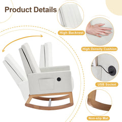 VECELO Rocking Chair Nursery Upholstered with Padded Seat