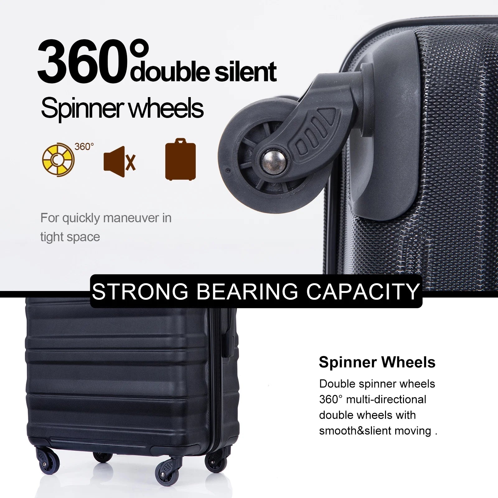 Tripcomp Hardside Luggage Set 3 - Piece Set (21/25/29) Lightweight Suitcase 4 - Wheeled Suitcase Set(Purple)