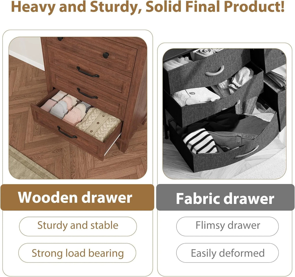 4 Drawer Dresser for Bedroom, 34.8" Tall Bedroom Dresser with Large Drawer& Black Handles, Wooden Storage Organizer Cabinet Chest of Drawer for Living Room, Hallway