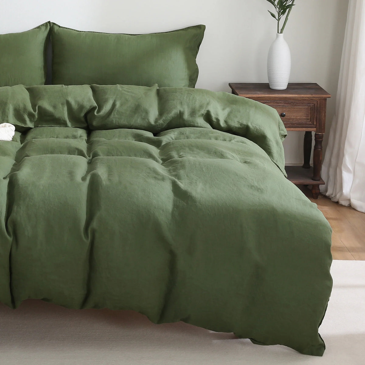 100% Pure Linen Duvet Cover with Button Closure and Corner Ties Soft & Breathable - Natural Full/Queen