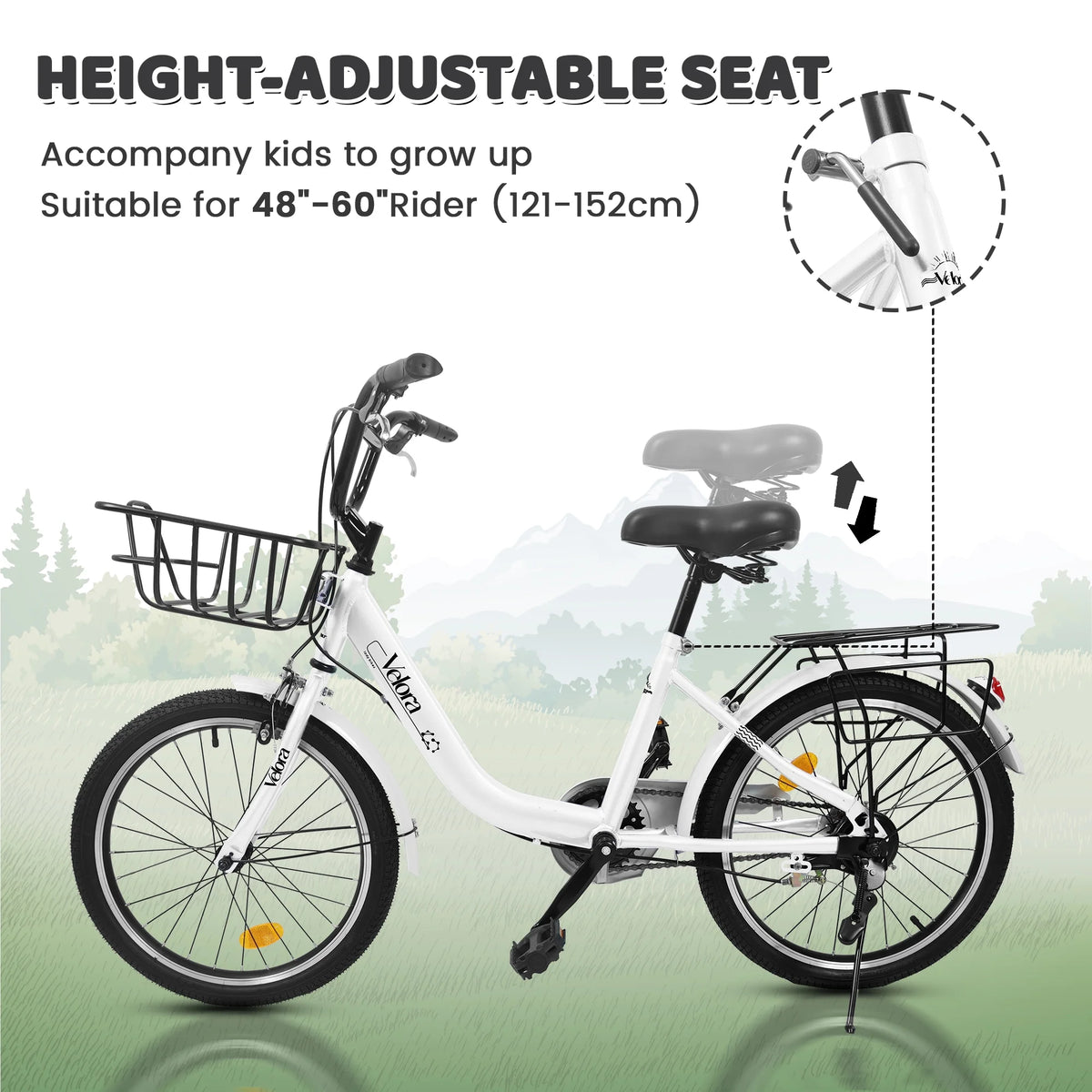 20 in Kids Bike for Boys & Girls Age 5 - 10, Children'S Bicycle with Front Basket & Rear Rack, Commuter Bike for School & Leisure