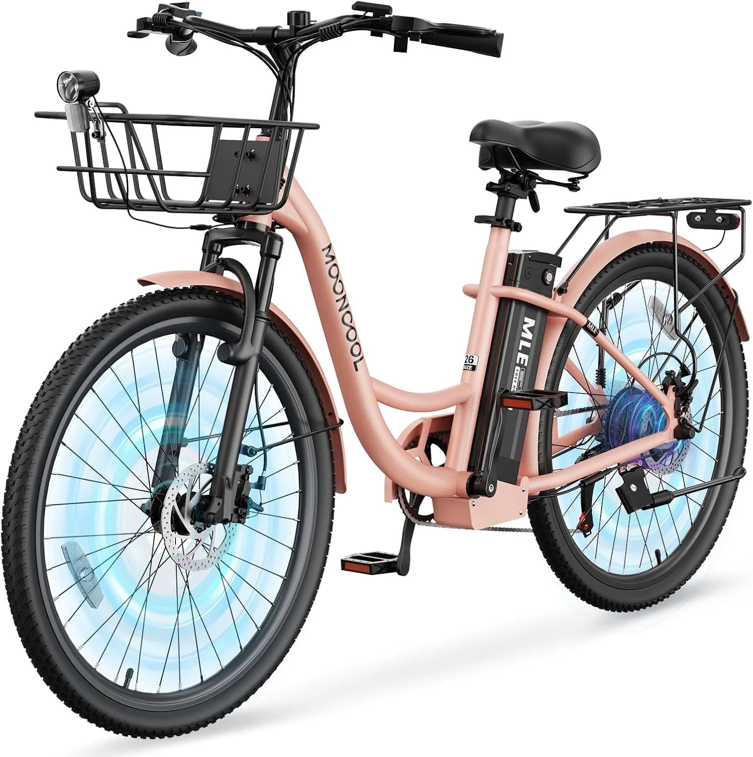 MOONCOOL Electric Bicycle for Adults 350W, 7 - Speed Ebike with 36V 10.4ah Removable Battery， 40 Miles Range, 20 Mph Electric Commuter Bike for Women Men, Certified to UL 2849 by SGS