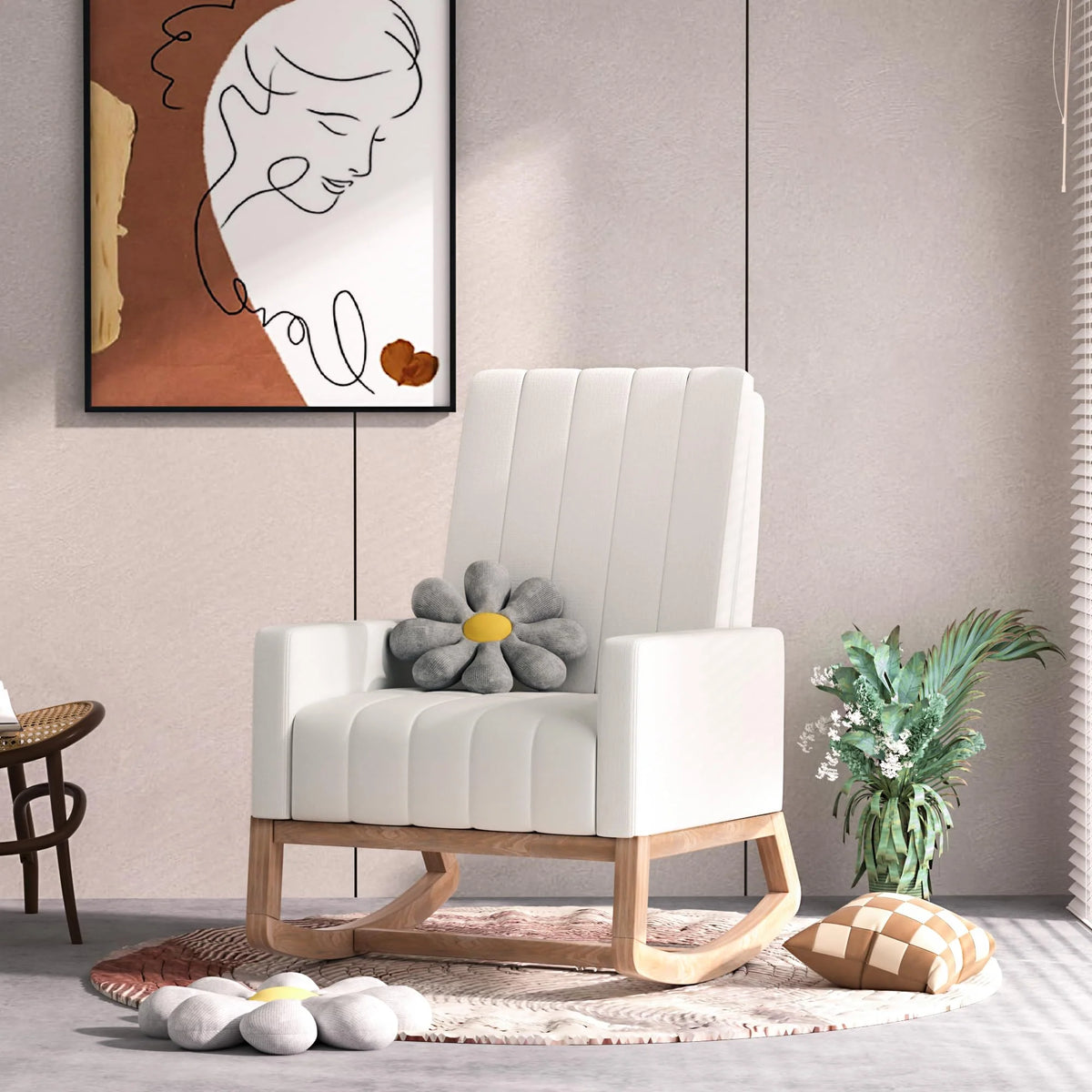 VECELO Rocking Chair Nursery Upholstered with Padded Seat