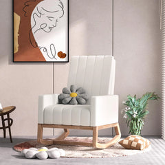 VECELO Rocking Chair Nursery Upholstered with Padded Seat