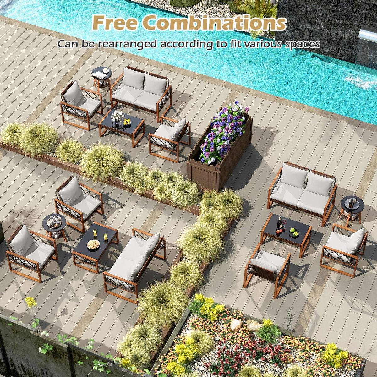 Tangkula 5 Pieces Wicker Patio Conversation Furniture Set