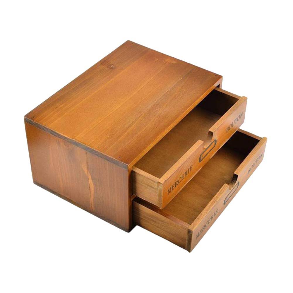 Willcome Wooden Storage Box with Drawers Portable Desktop Cabinet Organizer for Home Office Counter Craft Decor