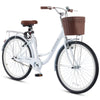 Viribus Women'S Comfort Bike 24 in Beach & City Cruiser Bicycle with Basket Rack White