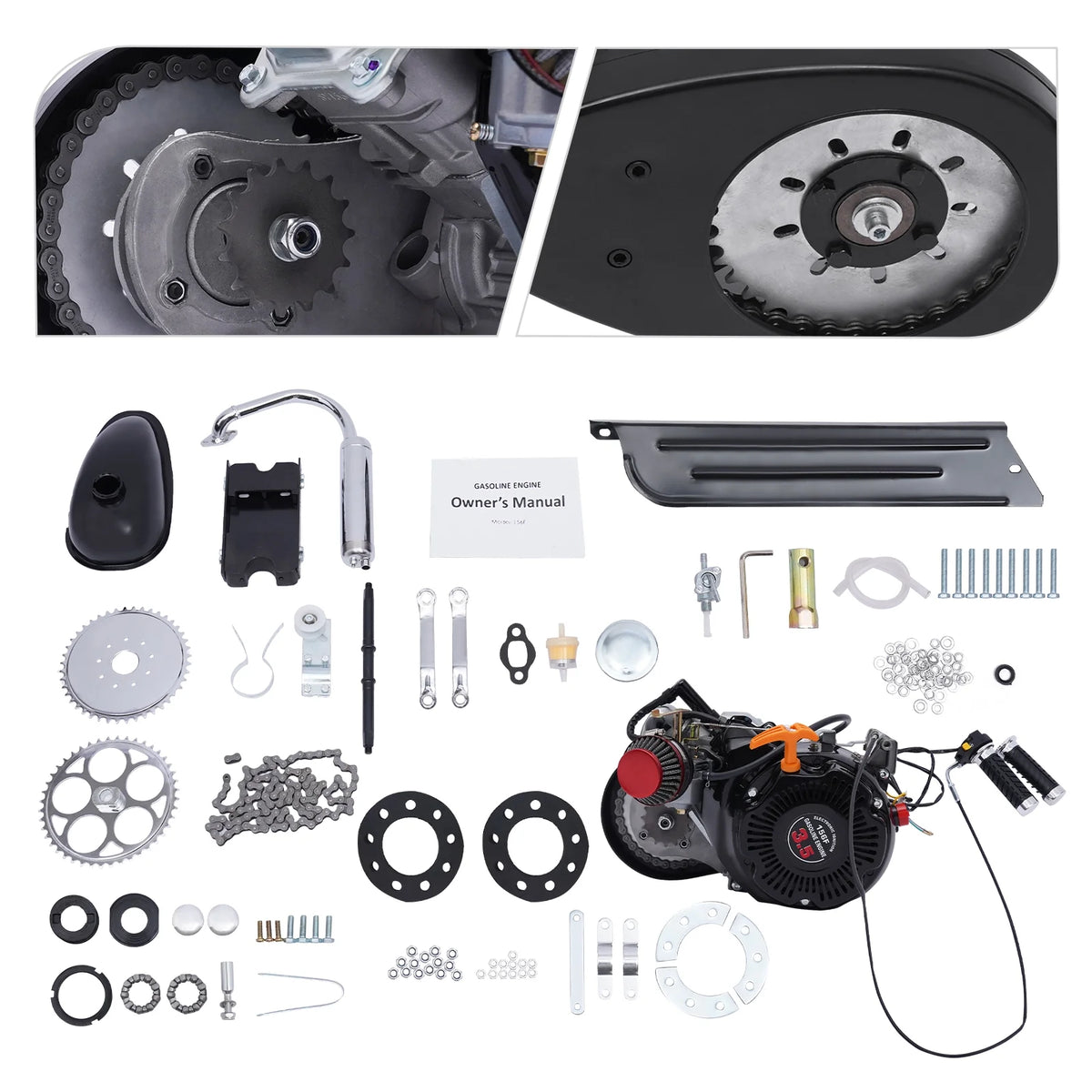 Aiqidi Full Set 100CC 4 - Stroke Bicycle Engine Kit Gas Motorized Motor Bike Modified Engine Conversion Kit Chain Drive 3HP 3600rpm