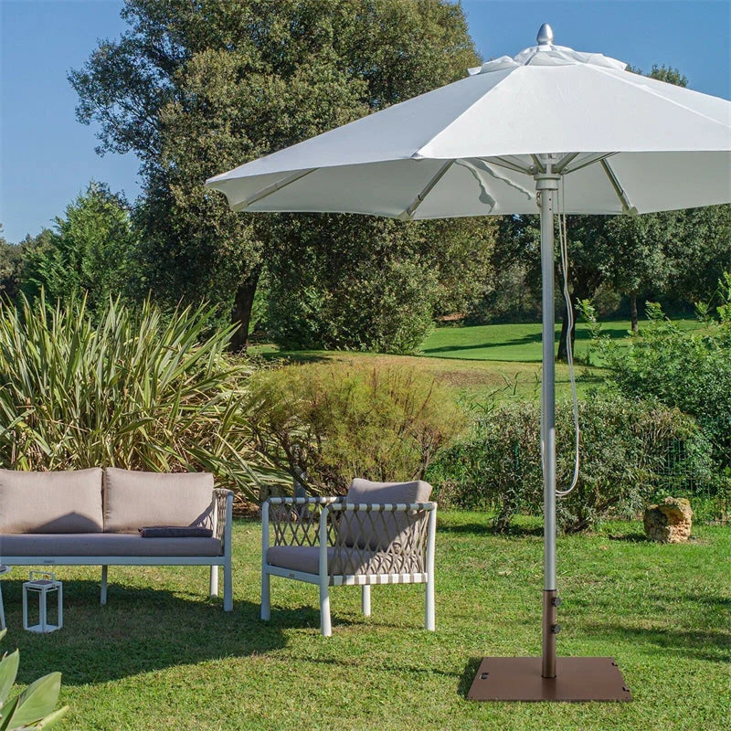 50 LBS Heavy Duty Patio Umbrella Base Stand, 24" Square Steel Outdoor Umbrella Weight with Wheels & 2 Tightening Knobs for Garden Deck Poolside