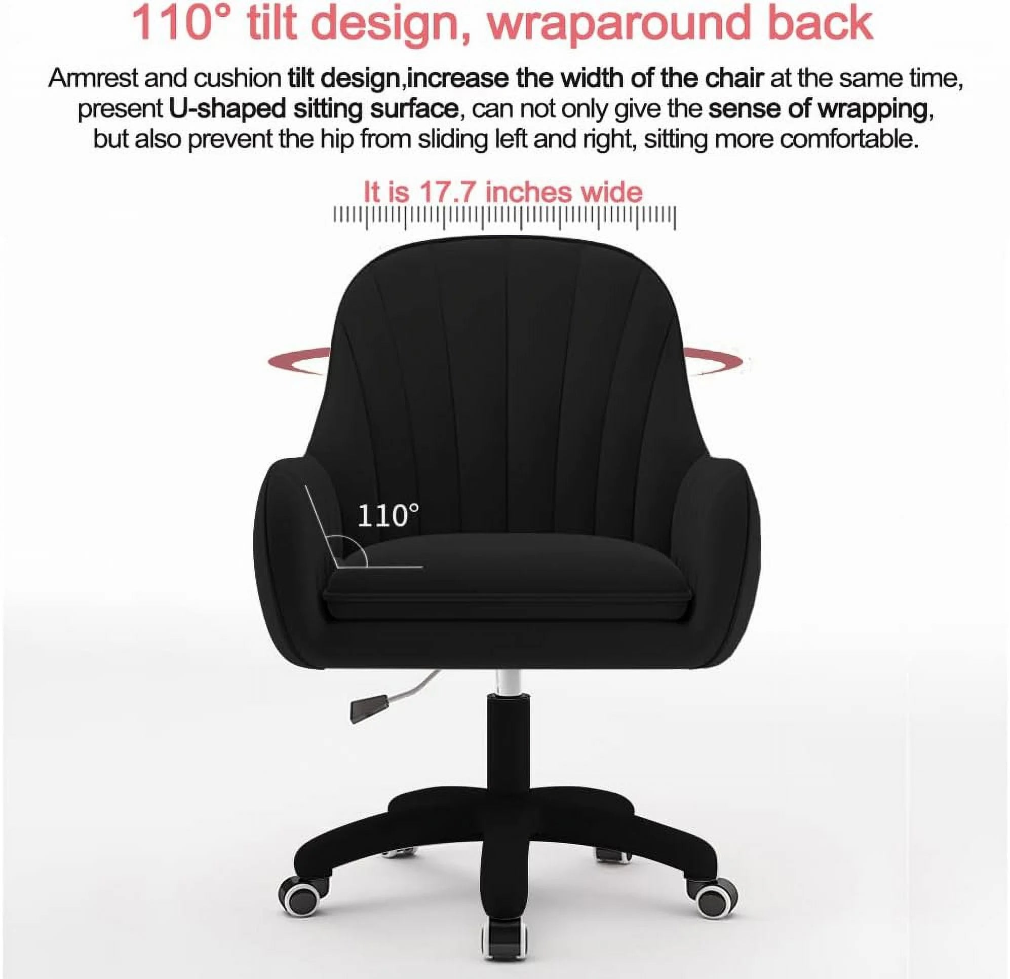 Home Office Chair Computer Chair with Mid - Back Upholstered Modern Tufted Computer Task Chair Swivel Height Adjustable Velvet Accent Chair.white