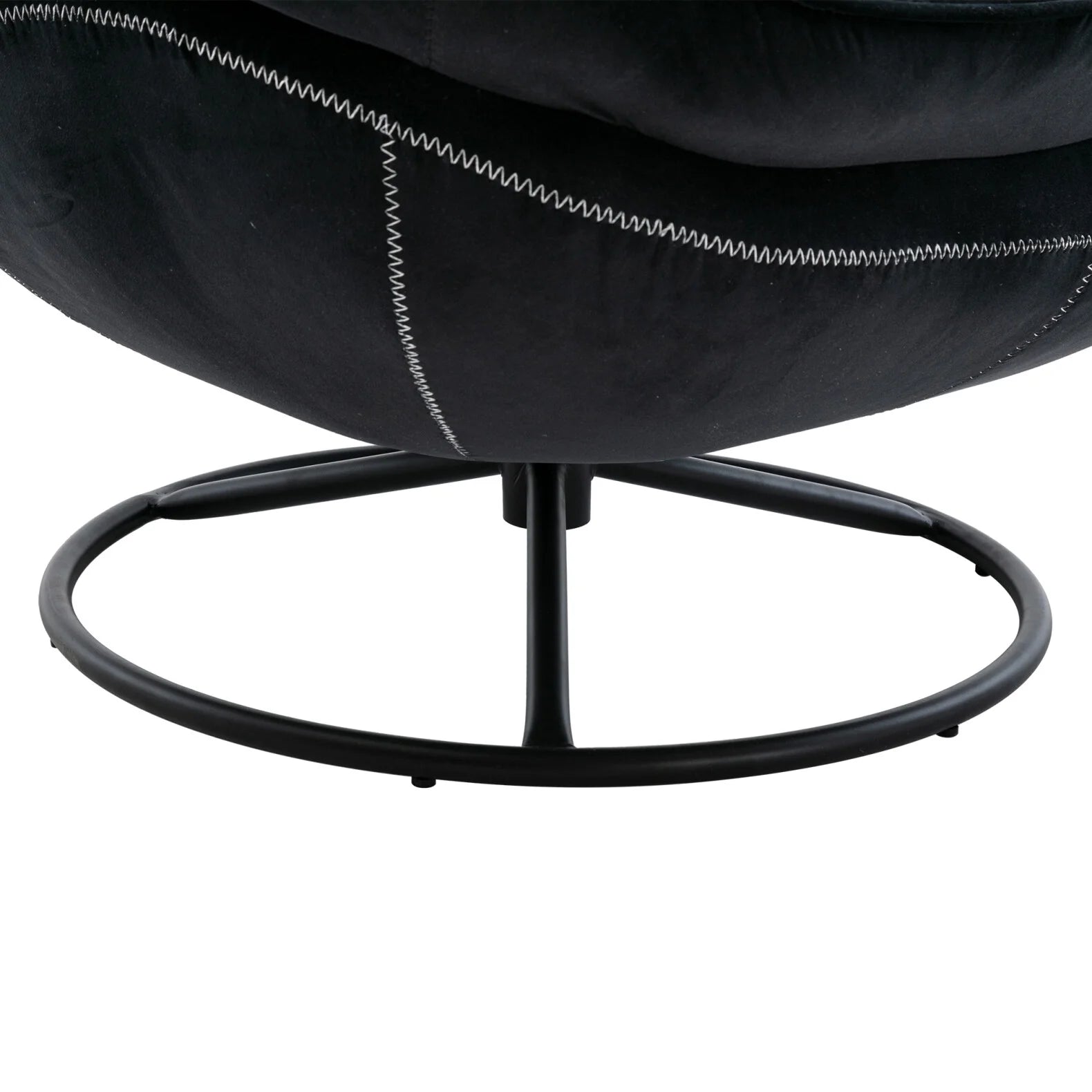 Velvet Swivel Accent Chair with Ottoman, Modern Chaise Lounge Chair with Metal Frame and Footstool, Comfy Armchair Reading Chair for Living Room Bedroom Office, Blue