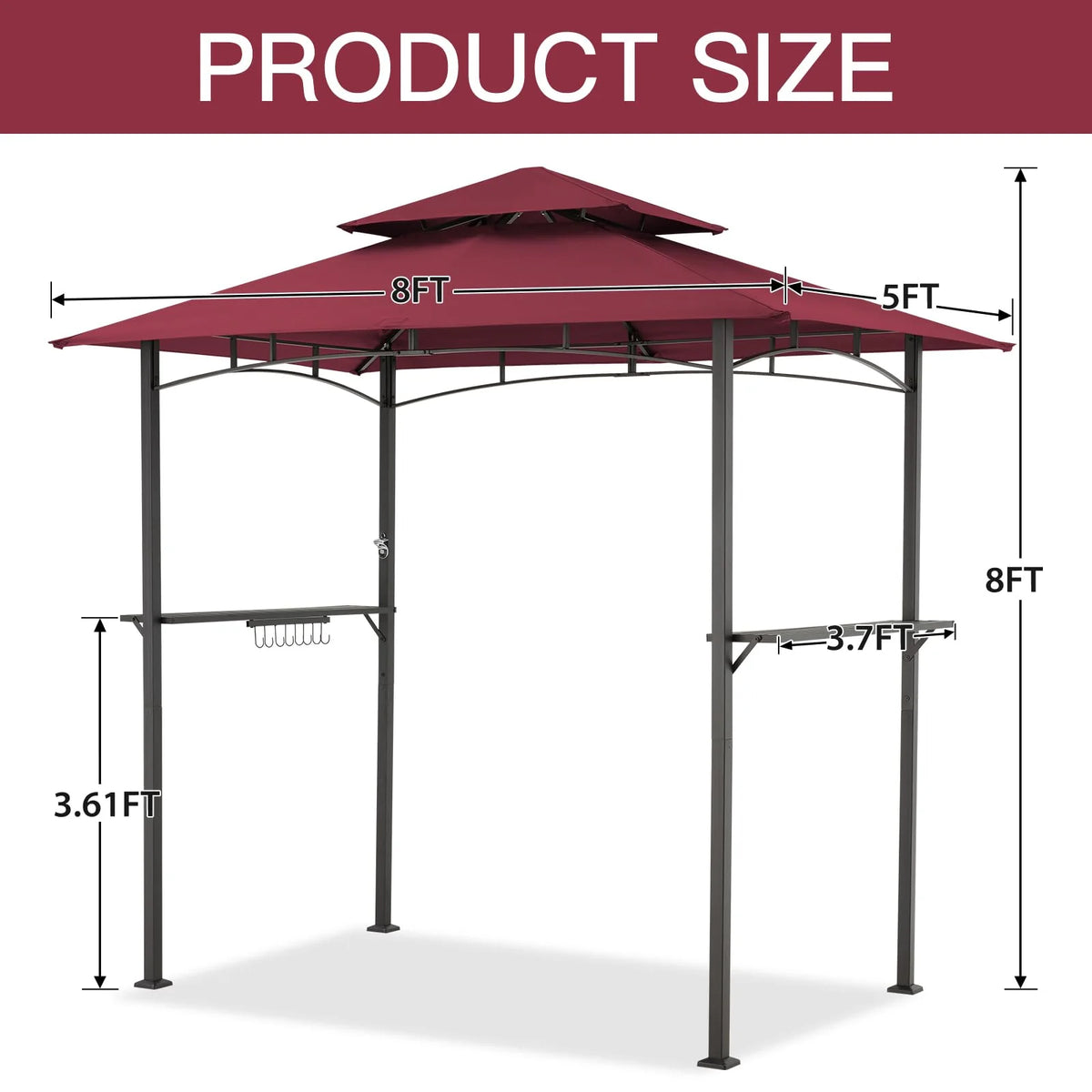 AECOJOY Grill Gazebo 8’x 5’ Outdoor Patio Backyard BBQ Grill Shelter, Red
