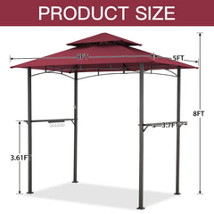 AECOJOY Grill Gazebo 8’x 5’ Outdoor Patio Backyard BBQ Grill Shelter, Red