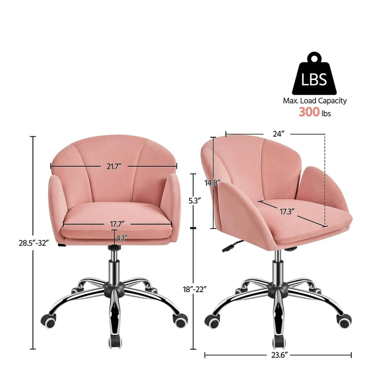Velvet Desk Chair for Home Office, Makeup Vanity Chair with Armrests for Bedroom Modern, Swivel Rolling Chair