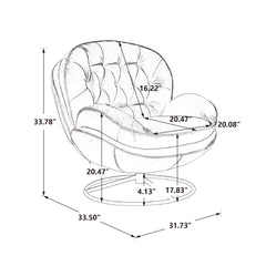 Velvet Swivel Accent Chair with Ottoman, Modern Chaise Lounge Chair with Metal Frame and Footstool, Comfy Armchair Reading Chair for Living Room Bedroom Office, Blue