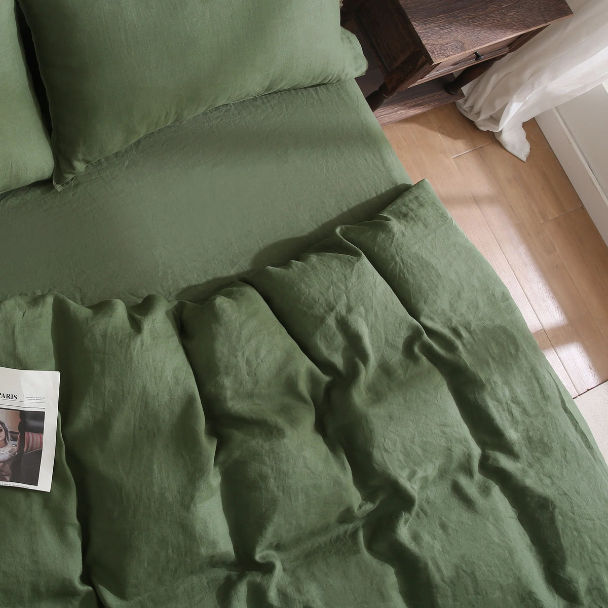 100% Pure Linen Duvet Cover with Button Closure and Corner Ties Soft & Breathable - Natural Full/Queen