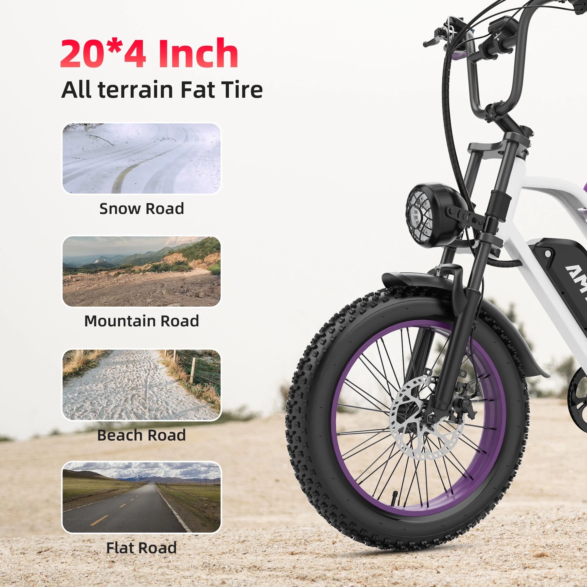 AMYET G60 Peak 1500W Electric Bike, 20" Fat Tire E - Mountain Bikes, 48V 20ah 32MPH Ebike for Adults Full Suspension UL2849