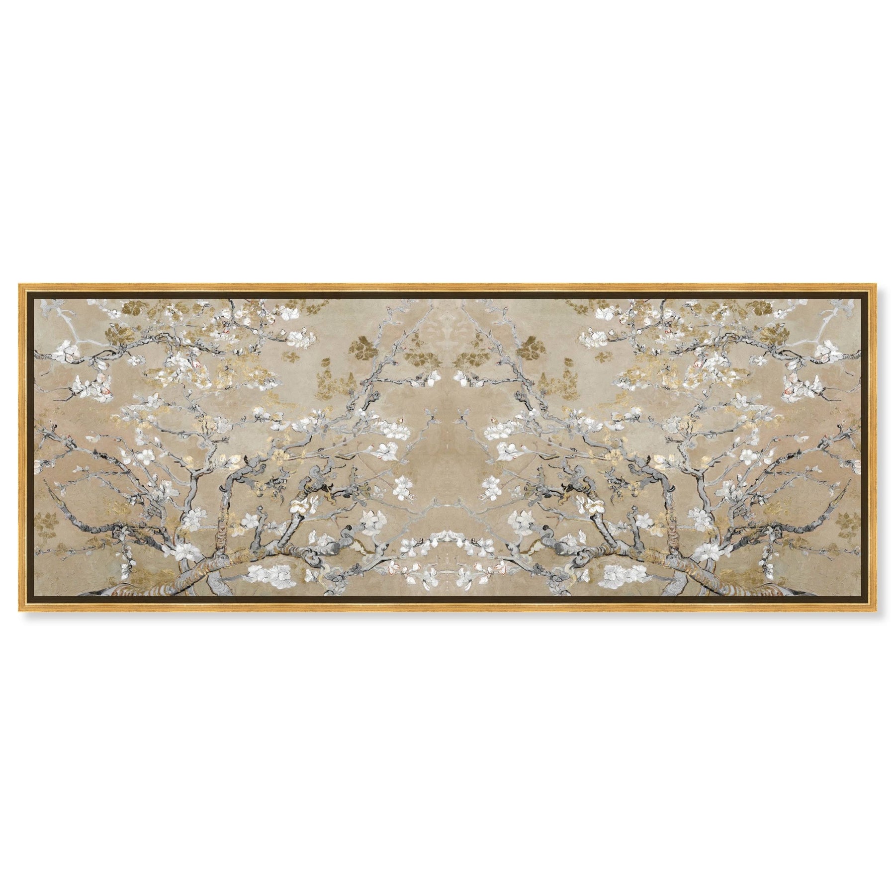The Oliver Gal Artist Co. French 20 in x 54 in, Van Gogh in Gold Blossoms Inspiration Twin, Large Canvas Wall Art, Living Room, Gold