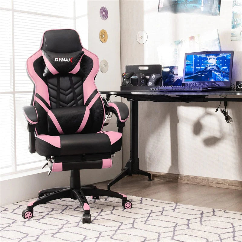 Ergonomic Gaming Chair Recliner with Footrest, Linkage Armrests & Lumbar Support, Big Wide High Back Swivel Video Gaming Office Computer Chair