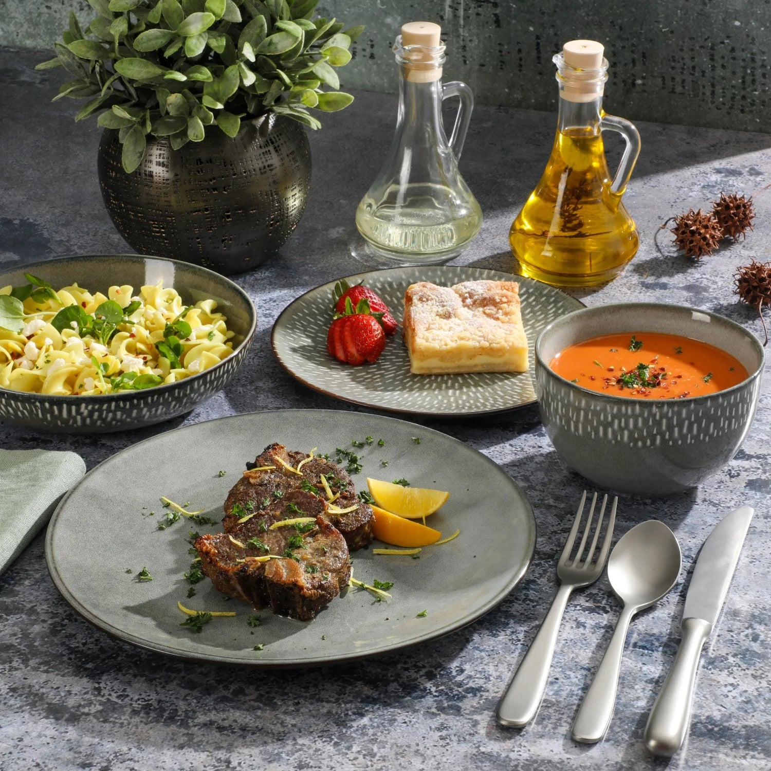 Gibson Elite Matisse 16 - Piece Dinnerware Set - Taupe
