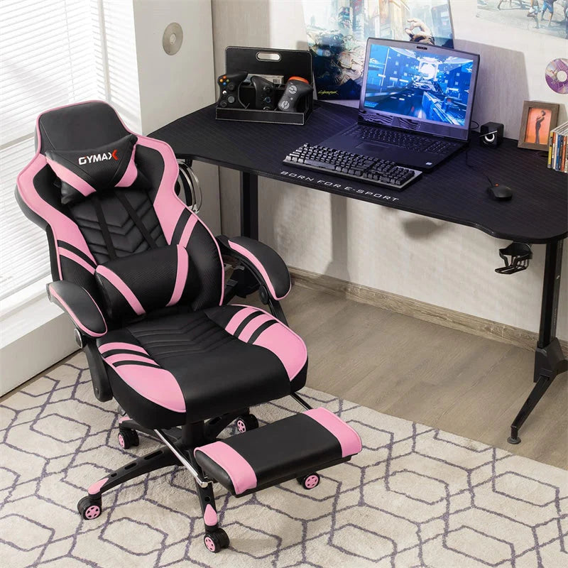 Ergonomic Gaming Chair Recliner with Footrest, Linkage Armrests & Lumbar Support, Big Wide High Back Swivel Video Gaming Office Computer Chair