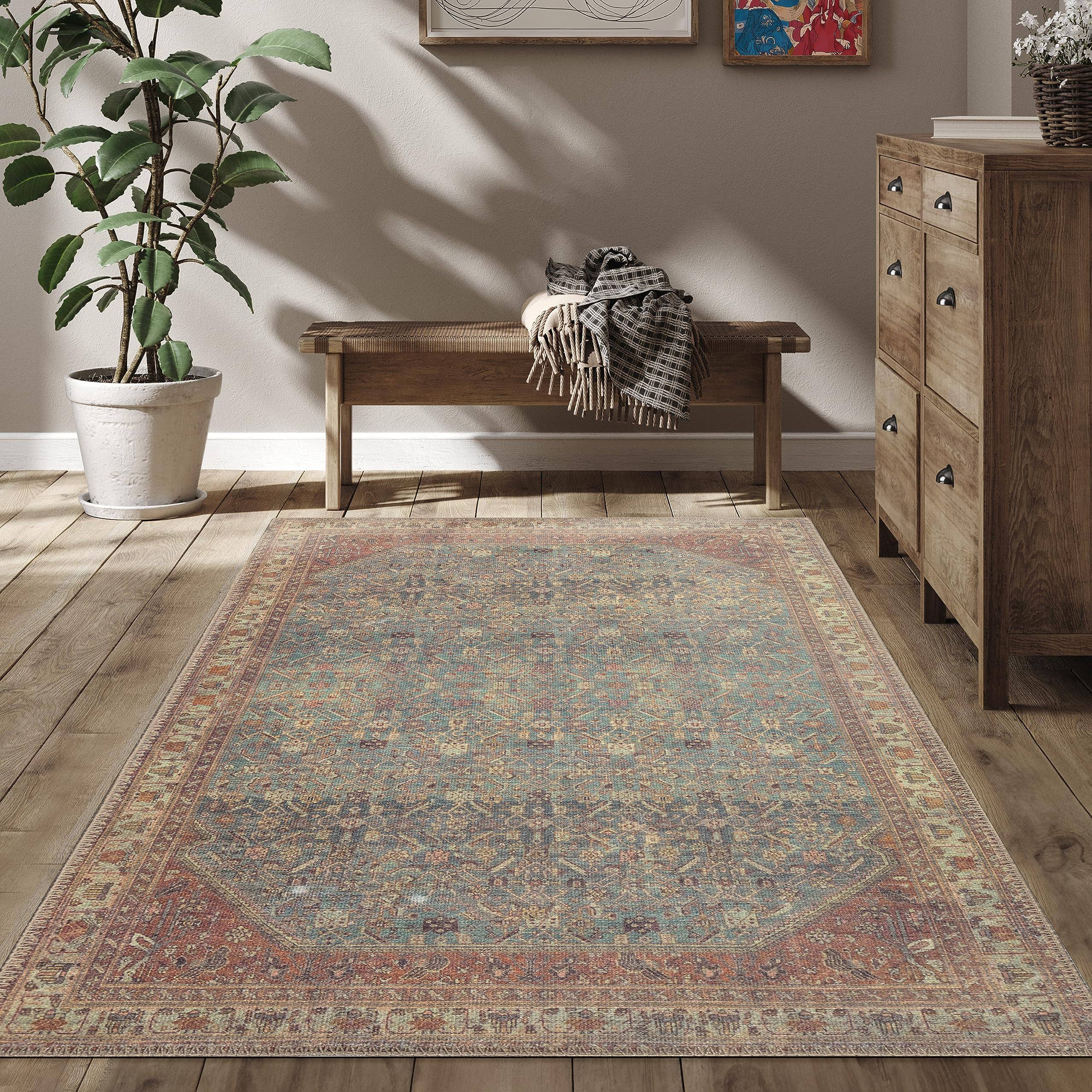 RugOver Machine Washable Area Rug, Pet-Friendly and Non-Slip Indoor Carpet for Kitchen, Bathroom, Living Room, Home Floor Decoration(Barn/Pine, 3' x