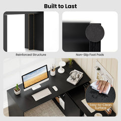 Tangkula L-Shaped 48" Reversible Corner Writing Desk with 2-Way Cabinet & 4 Storage Compartments