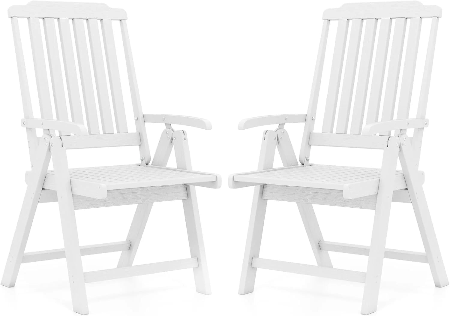Tangkula Foldable Patio Chair All-Weather HDPE Outdoor Dining Chair with Armrest