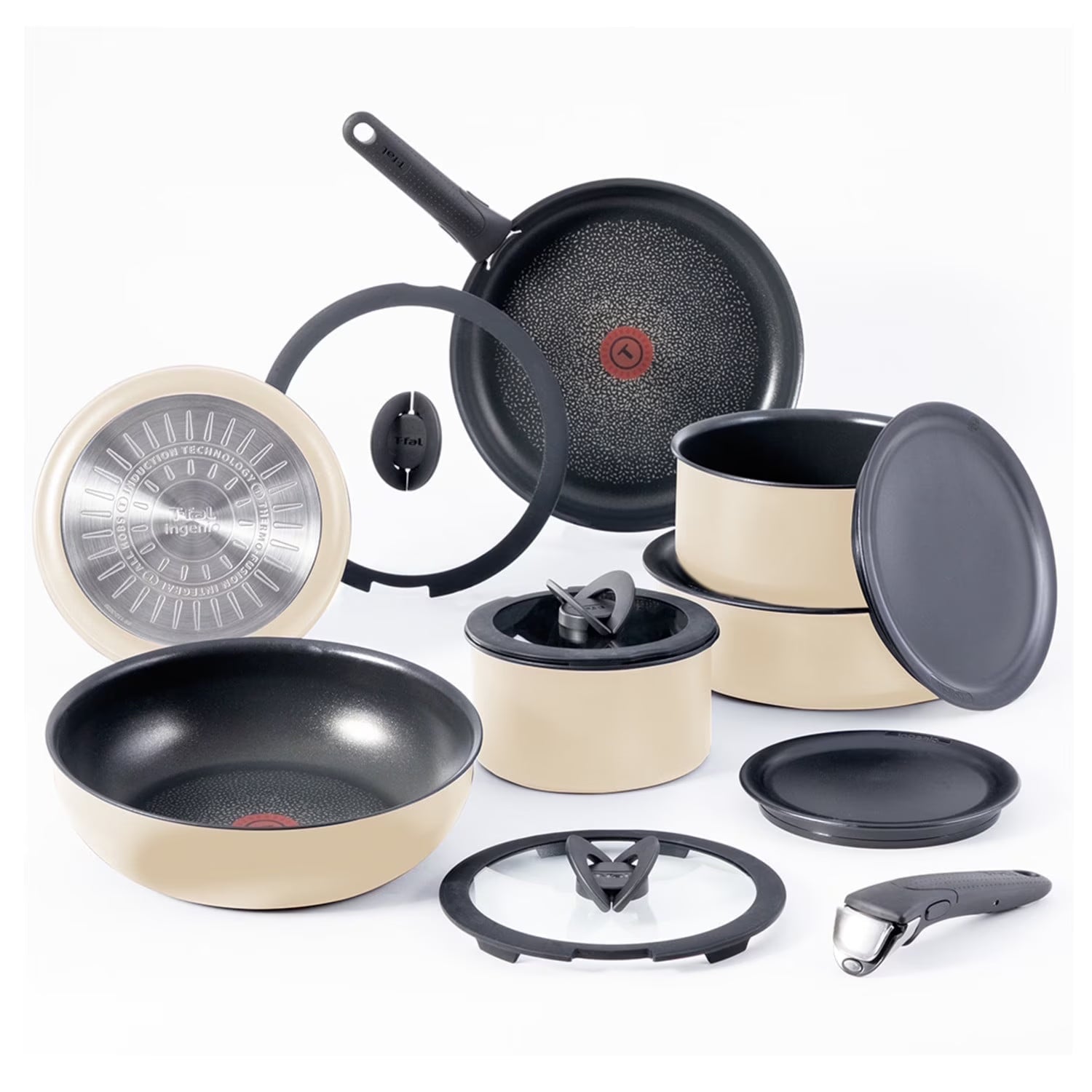 T - Fal Ingenio Expertise Nonstick 14 - Piece Cookware Set, Induction Oven Safe up to 500F, Detachable Handle, Onyx Black