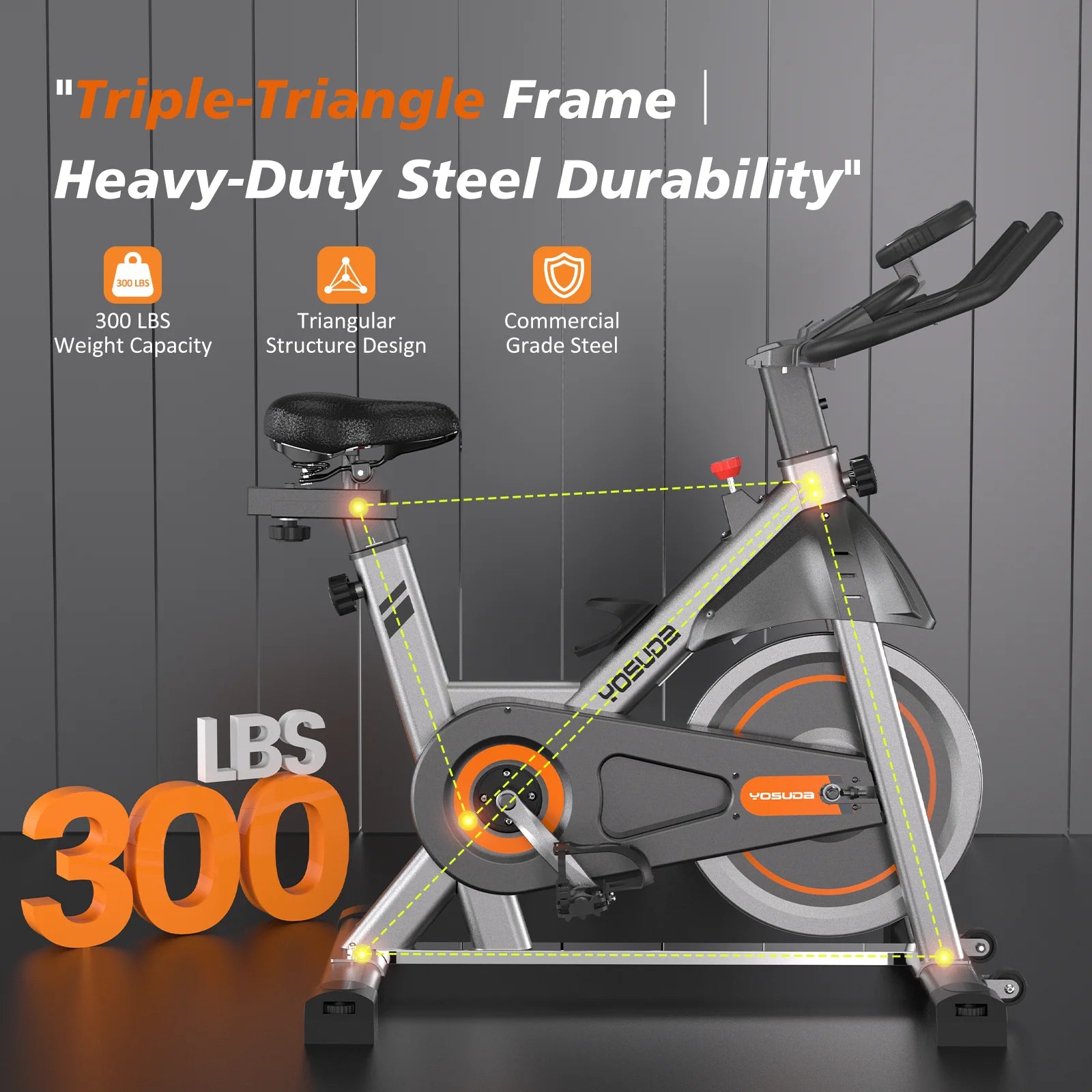 YOSUDA Indoor Cycling Bike, 330 lb Capacity, Comfort Seat, LCD Monitor