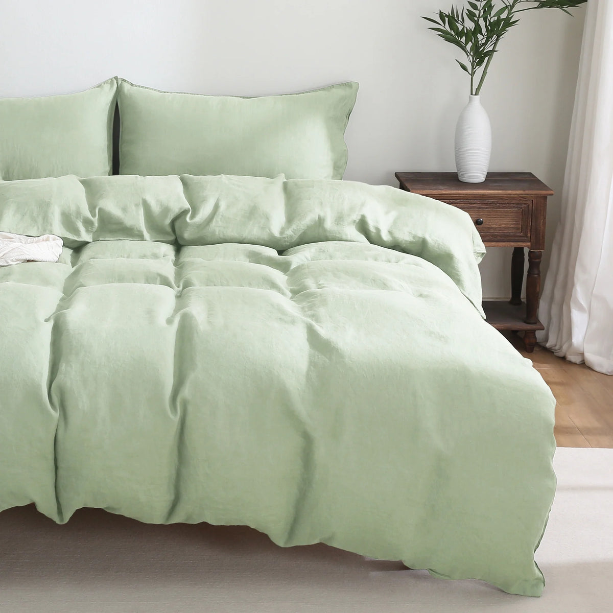 100% Pure Linen Duvet Cover with Button Closure and Corner Ties Soft & Breathable - Natural Full/Queen