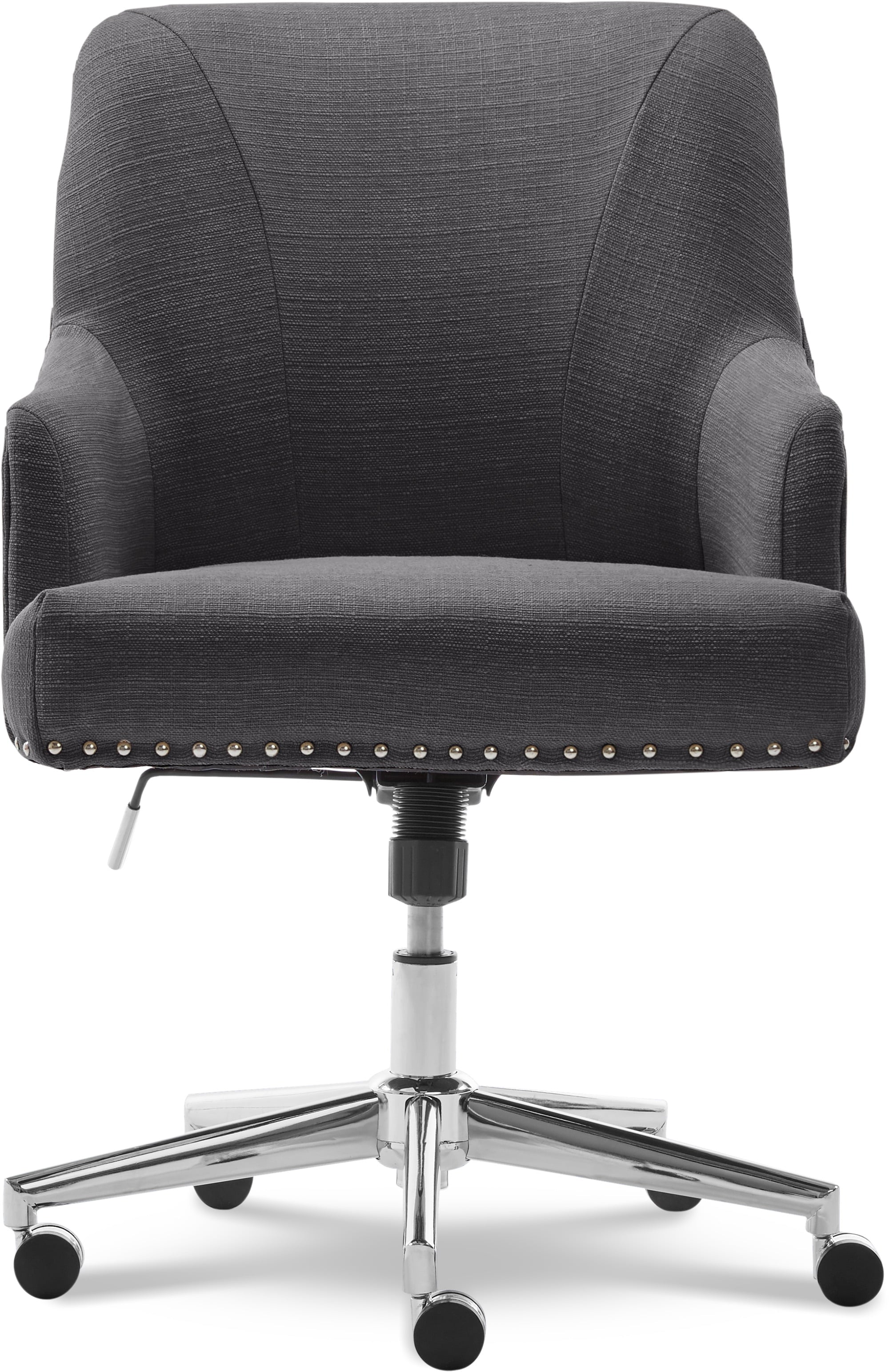 Serta Leighton Home Office Desk Chair Chrome Nailheads Twill Fabric Lilac Purple