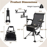 360° Swivel Hunting Chair with Adjustable Equipment Rest & Armrests, Folding All-Terrain Deer Blind Chair for Outdoor Camping, 330LBS Capacity