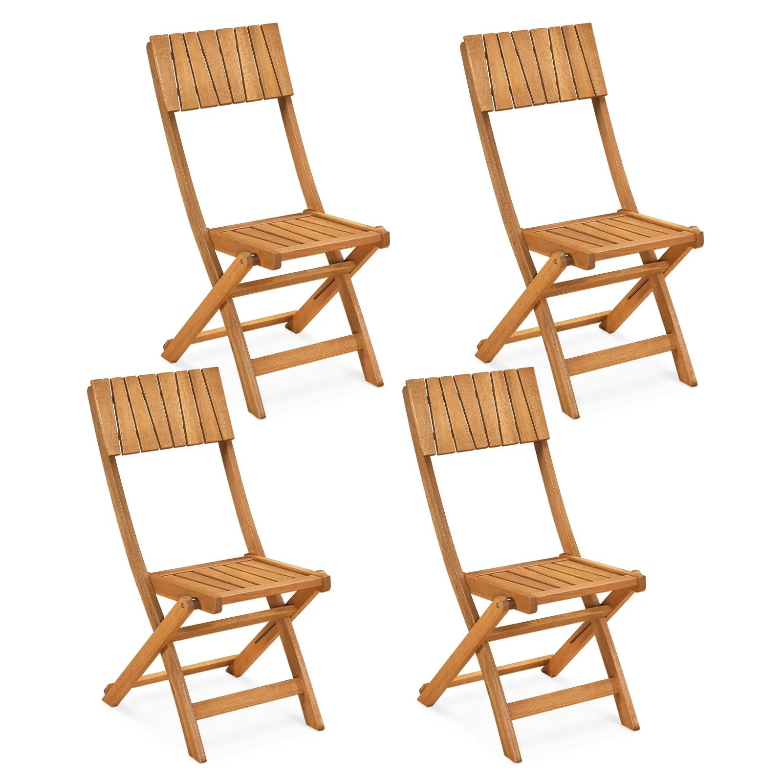 Tangkula Wood Foldable Patio Chairs Set of 2/4