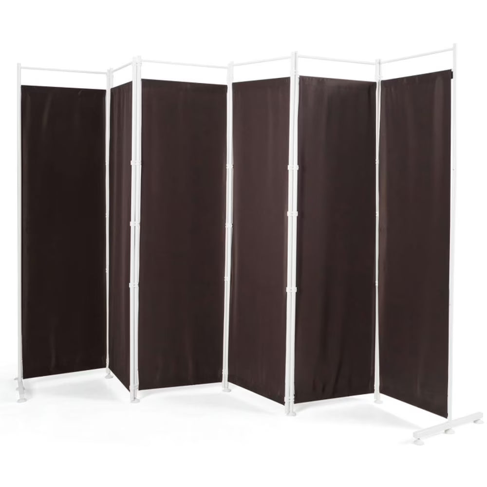 Spaco 6 - Panel Room Divider Folding Privacy Screen, Privacy Screen with 7 Large Adjustable Foot Pads and 2 Support Tubes, Room Divider for Indoor As Home, White
