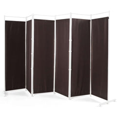 Spaco 6 - Panel Room Divider Folding Privacy Screen, Privacy Screen with 7 Large Adjustable Foot Pads and 2 Support Tubes, Room Divider for Indoor As Home, White