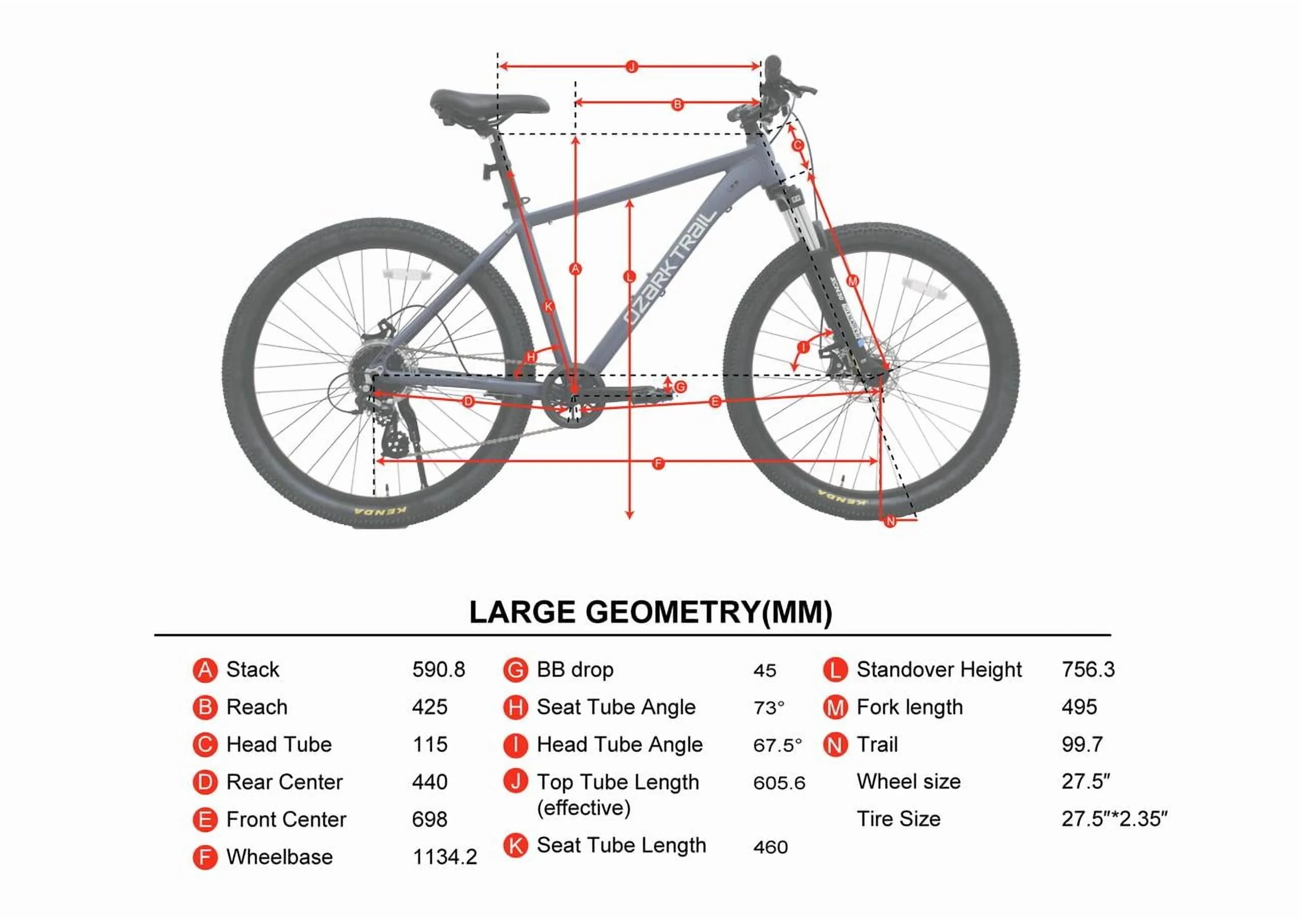 27.5" Ozark Trail M.2 Ridge Mountain Bike, Medium Frame, Fits Riders 5'3" - 5'8", Blue, Adult, Unisex