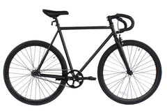 Wonder Wheels Fixed Bike 700C 57cm Hi - Ten Steel Frame Side Pull Brake Alloy Black Rims 700c*1.5*14g*32h*h30 Black Spokes, Tire: Black. - Matte Black & Black