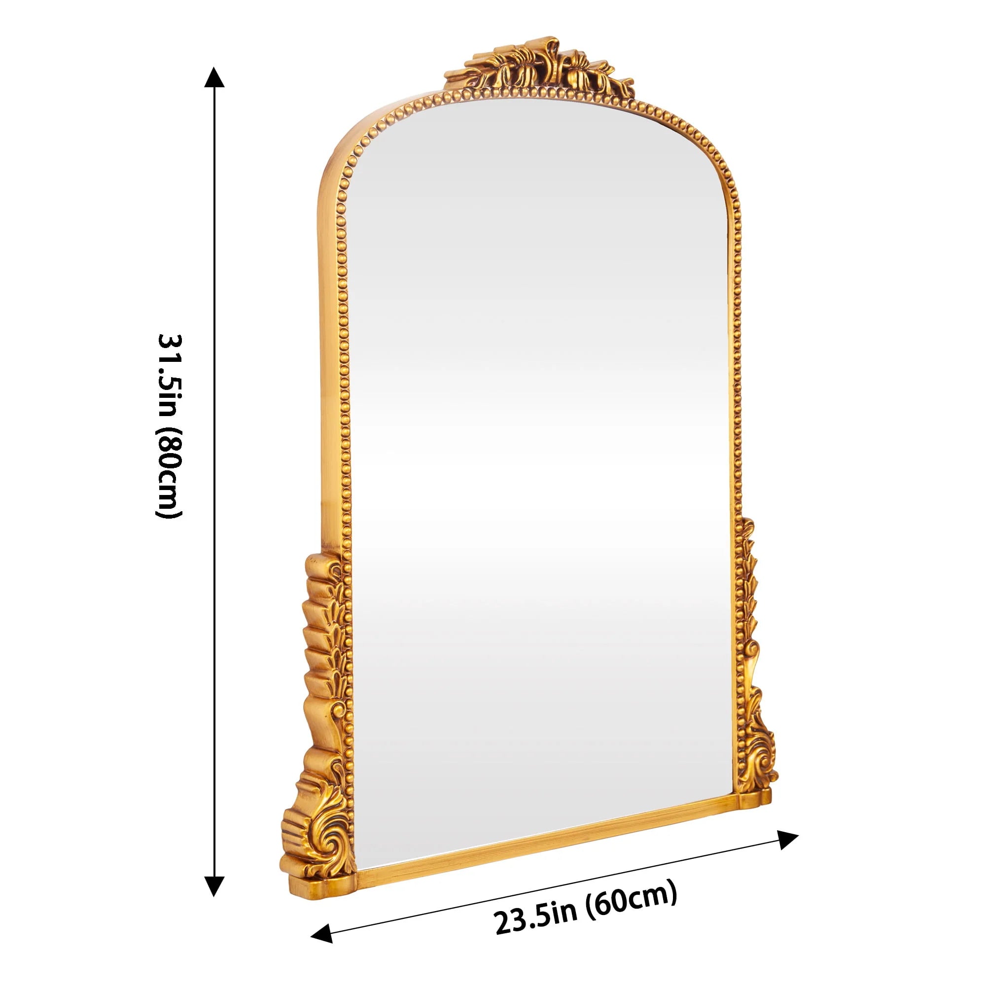 Traditional Baroque Arch Wall Mirror Antique Gold Mirror Wall Decor for Living Room Home 31.5" x 23.6''