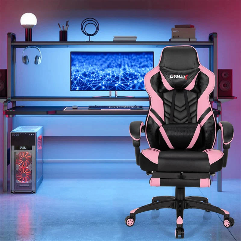 Ergonomic Gaming Chair Recliner with Footrest, Linkage Armrests & Lumbar Support, Big Wide High Back Swivel Video Gaming Office Computer Chair