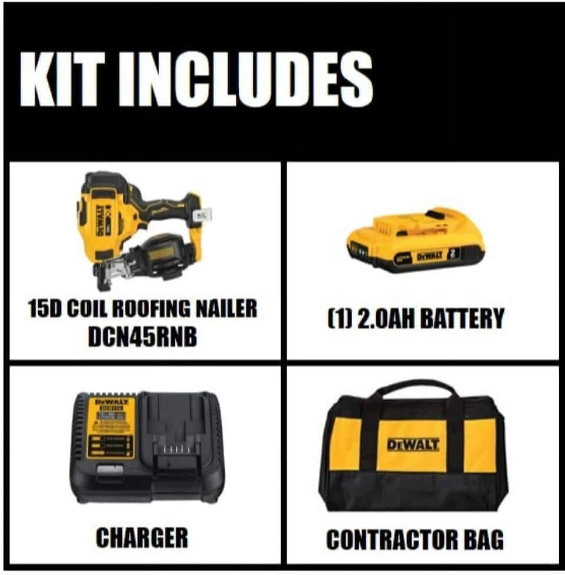 Dewalt 20V Max 15 Cordless Coil Roofing Nailer Kit