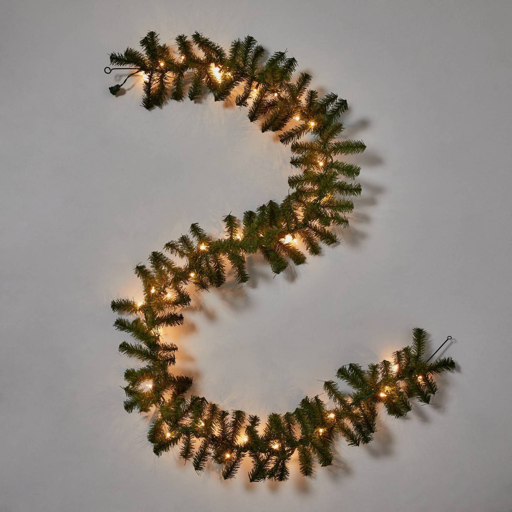 Wondershop Pre-Lit Artificial Pine Bough Christmas 9' Green Garland with Clear Lights | Target