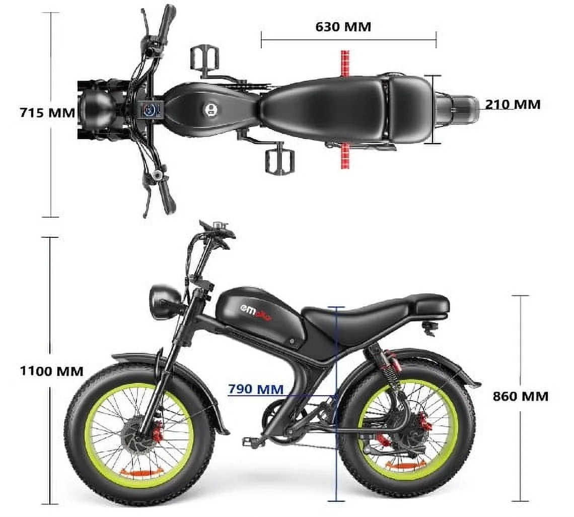 EMOKO C93 Electric Bike - Dual 2000W Motors - Removable 23ah Battery - up to 100 Km Range - Shimano 7 - Speed Gears - Hydrualic Brake - 20" Wheels, Blue Color
