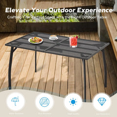 AECOJOY 51”x31” Metal Patio Dining Table Rectangular Outdoor Table with 1.73" Umbrella Hole