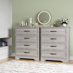 Holliwill 4 Drawer Dressers for Bedroom, Modern Wood Chest of Drawers Storage Cabinet for Living Room, Hallway, Gray