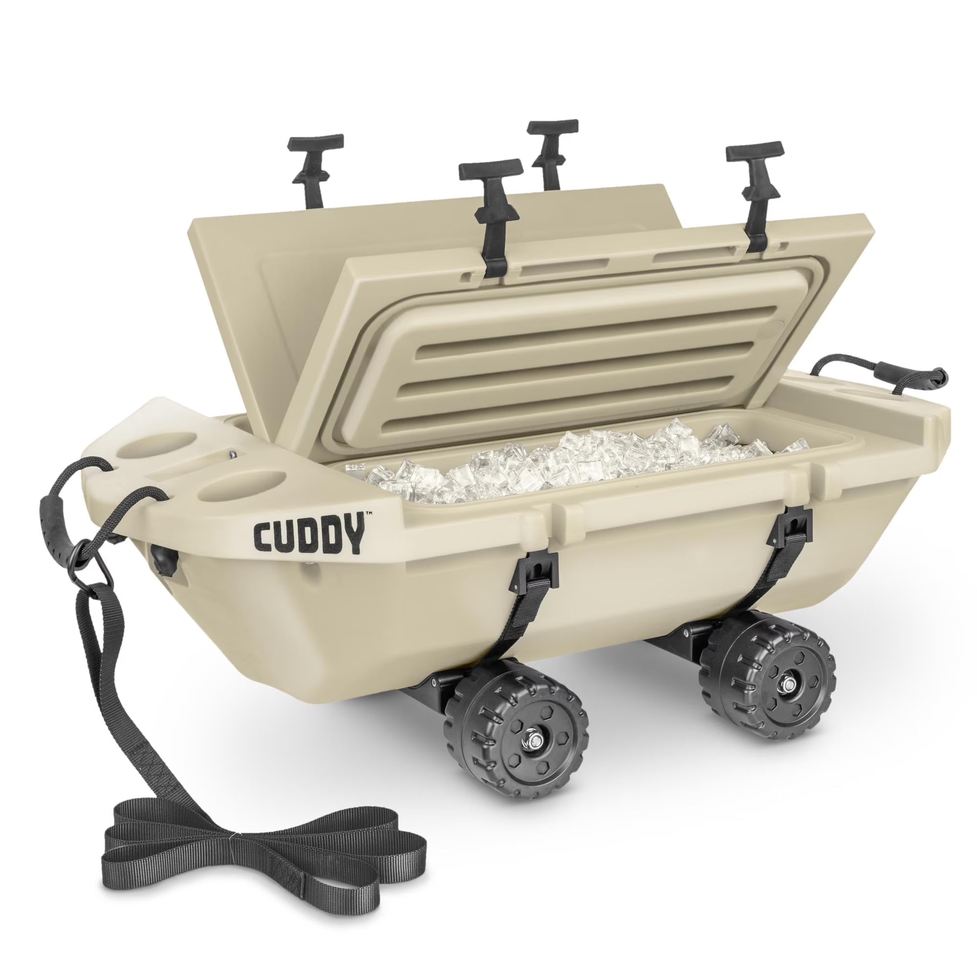 Cuddy 40 QT Floating Cooler and Dry Storage Vessel with Cuddy Crawler Wheel Kit - Navy