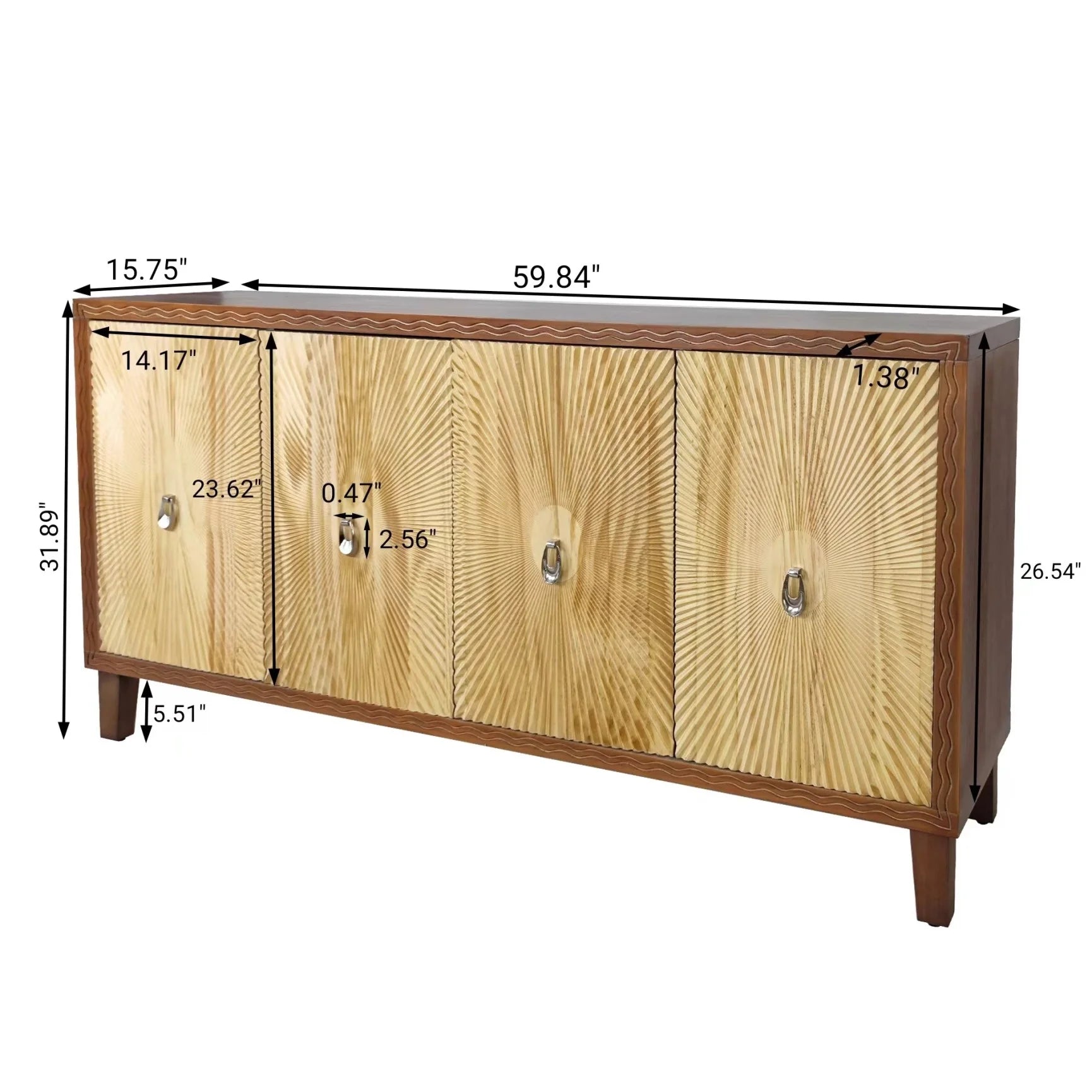Large 4 - Door Storage Cabinet with Adjustable Shelves, Modern Multi - Room Organizer for Living Room, Kitchen, Bedroom, Hallway - Blue